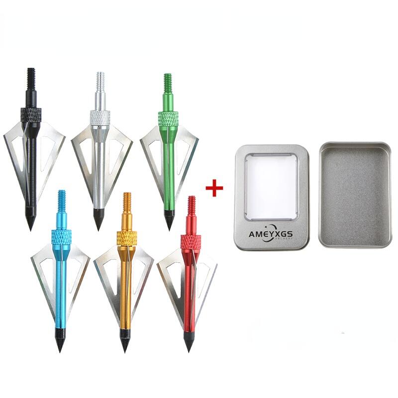 Archery Hunting Broadheads 3 Fixed Blade 100 Grain Arrow Tip for Compound Recurve Bow Crossbow Arrowheads